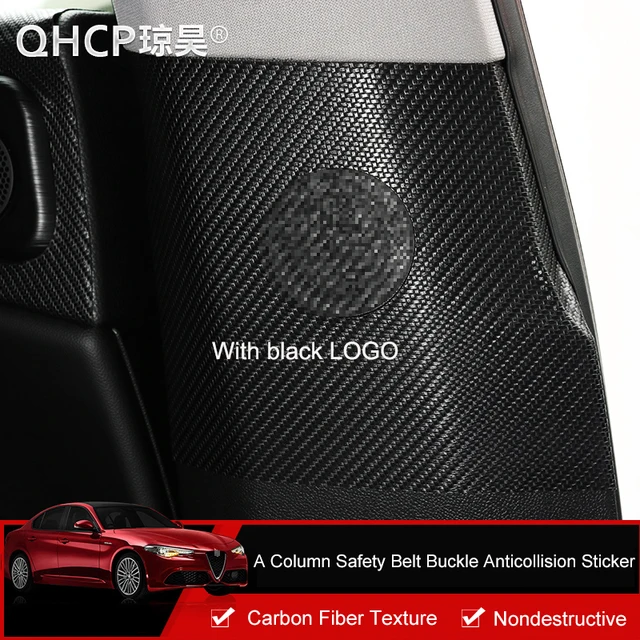 QHCP หนังประตูคอลัมน์ความปลอดภัยเข็มขัด Anti-collision สติกเกอร์สำหรับ Alfa Romeo Giulia คาร์บอนไฟเบอร์สไตล์อุปก...