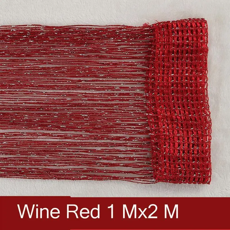 Silver Blinds Door Curtain Width 1Mx2M Curtain Bring Silver Wire Encryption A Living Room Partition Decoration JWK - Color: Wine Red