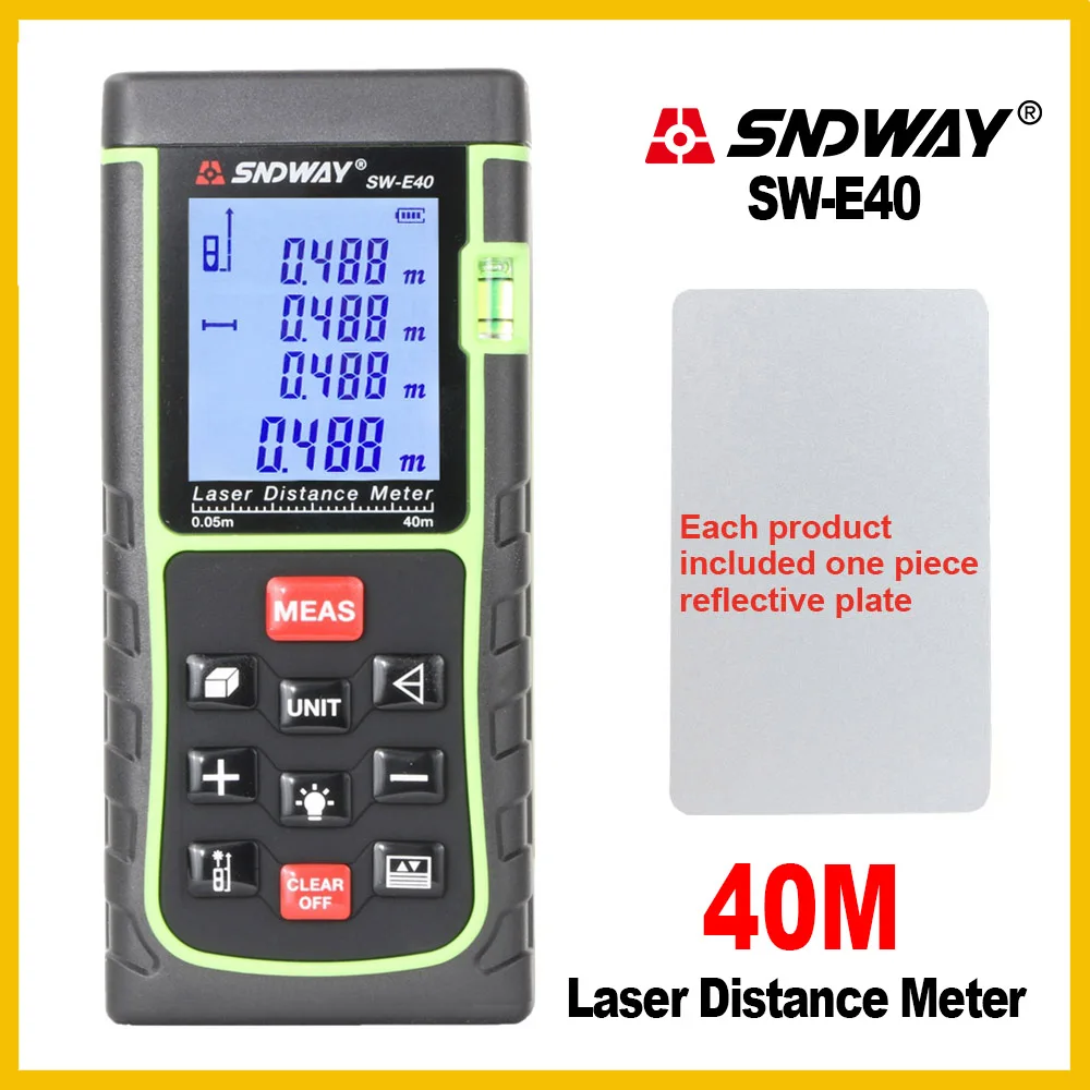 SNDWAY Rangefinder Handheld Laser Distance Meter Range Finder Hand Tool Tape Trena Ruler Tester SW-E40/50/60/70/80/100/120/150 SNDWAY Rangefinder Handheld Laser Distance Meter Range Finder Hand Tool Tape Trena Ruler Tester SW-E40/50/60/70/80/100/120/150