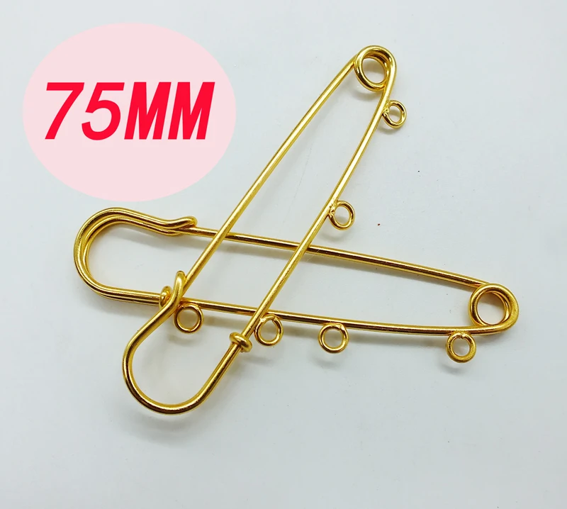 200pcs 75mmGold Color BColor Brooch Findings Safety Pins Connector Dangle DIY Making Charms