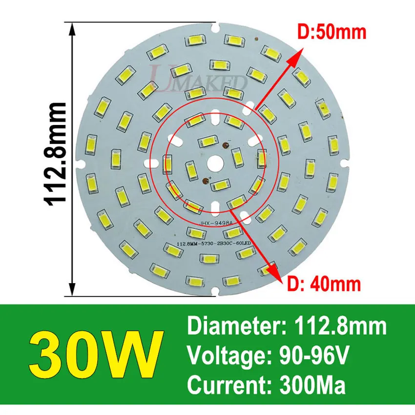 Высокий люмен 70 Вт 112,8 мм 7700lm SMD СВЕТОДИОДНЫЙ PCB светильник ing источник, светодиодный светильник High Bay, Светодиодный промышленный светильник, лампа, алюминиевая доска - Испускаемый цвет: 30W 113mm