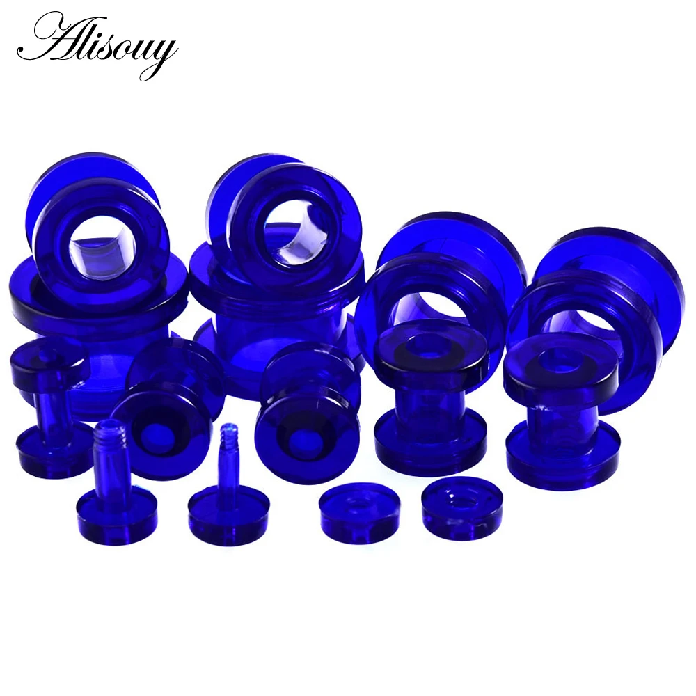 

Alisouy 1 pair Beauty Blue Acrylic Ear Expander Plug & Tunnels Jewery Ear Gauges Piercing 2mm to 24mm body jewelry for Women