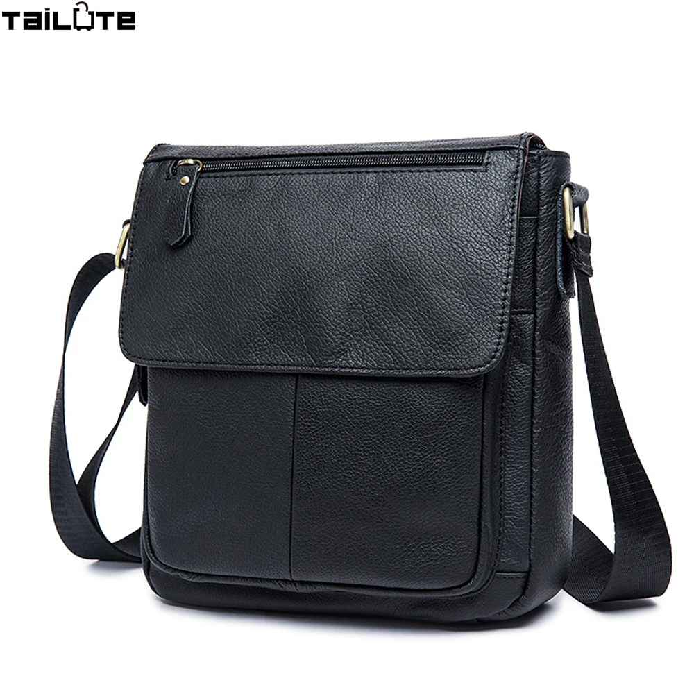 TAILUTE Brand 100 Genuine Leather Men Messenger Bag Casual Crossbody