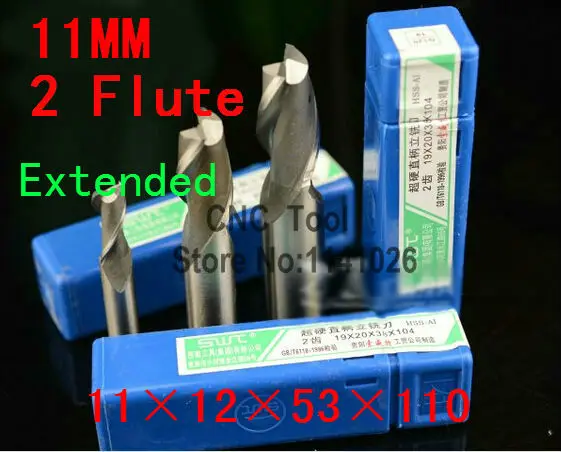 

5pcs /set 11mm two 2 Flute HSS & Aluminium Extended End Mill Cutter CNC Bit Milling Machinery tools Cutting tools.Lathe Tool