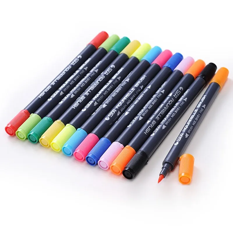 

24 Colors Single Art Marker Dual Head Water Soluble Artist Sketch Alcohol Brush Markers for Animation Manga Drawing Coloring