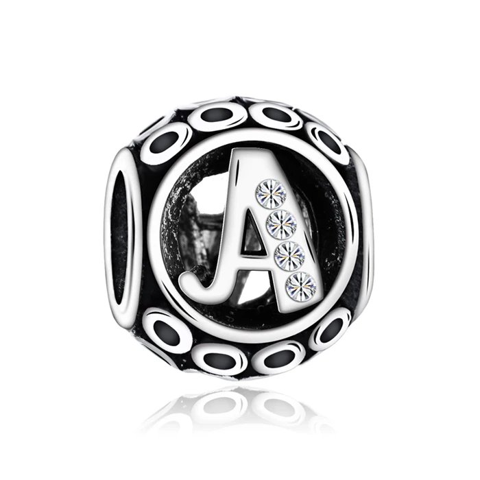 Btuamb Высокое качество Кристалл полый круглый письмо шарм для браслета Pandora браслеты ожерелья для женщин подарок на день рождения DIY ювелирные изделия