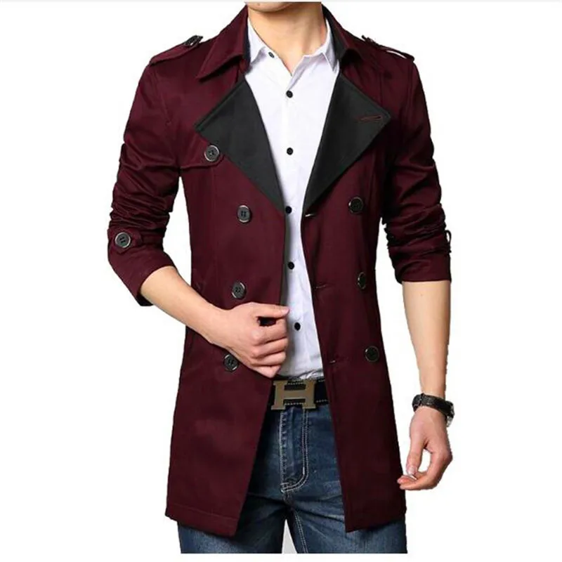 Free Shipping 2018 New Style Spring Autumn Men's Clothing Men Trench Coat Long Clolors Men Slim Fit Male Overcoat