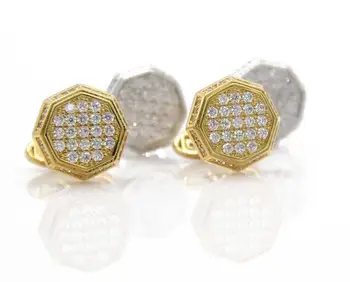 

5pairs/lot Luxury Gold/Silver Octagonal Crystal Cufflink Hollow Design Cuff Links Men's Jewelry Wedding Gift