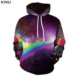 KYKU 3d толстовки худи с рисунком радуги для мужчин Galaxy пространство Hoodes Туманность с капюшоном повседневное Медведь Аниме Красочные ш