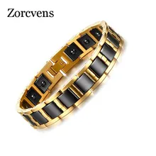 ZORCVENS Модный золотой цвет из нержавеющей стали черный керамический гематитовый браслет для мужчин ювелирные изделия