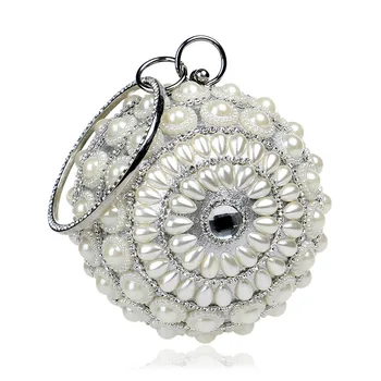 

Ball Shape Pearl Evening Party Bag Women Round Circular Crystal Beaded Clutch Bags Elegant Ladies Small Handbags bolsos de mujer