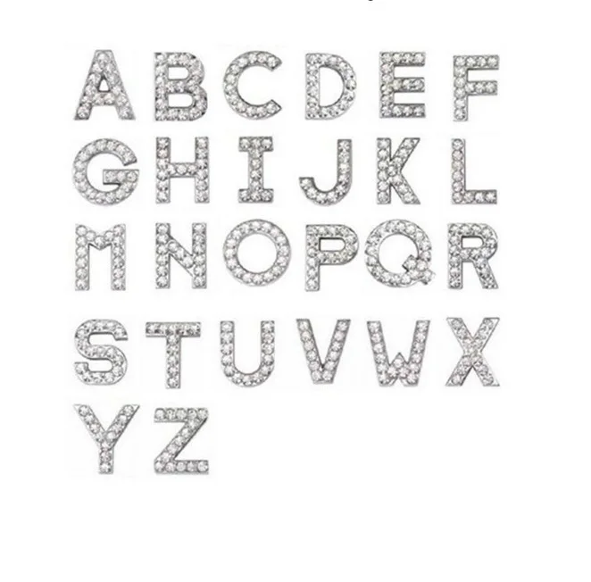 

10pcs 18mm rhinestone A-Z Slide letters Fit 18mm Pet Collar Wristbands DIY Accessories Wholesale