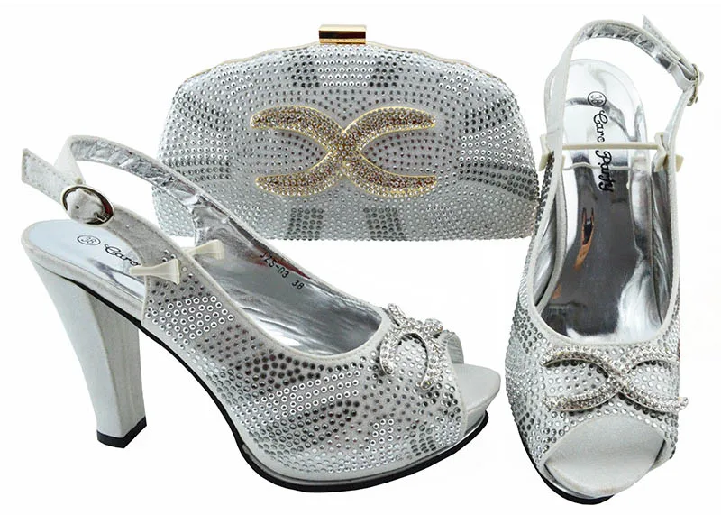 

New style High quality Italian shoes and bags to match women italian shoes with matching bag silver Factory direct sales!JZS-03