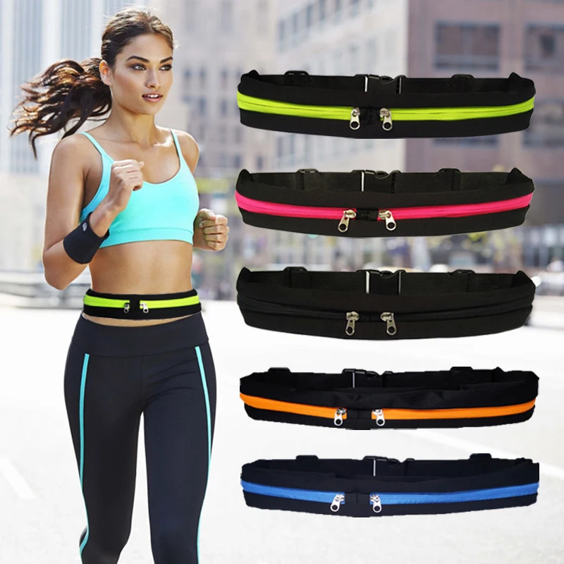 

2019 Waist Pack Men Women Fashion Double Pocket Waterproof Phone Belt Nylon Casual Small Bag For Traveling Running Sport