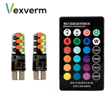 Vexverm T10 RGB W5W светодиодный Габаритные фонари для автомобиля 194 168 лампа дистанционная ширина Внутреннее освещение для чтения тормоза Купол Лицензия огни
