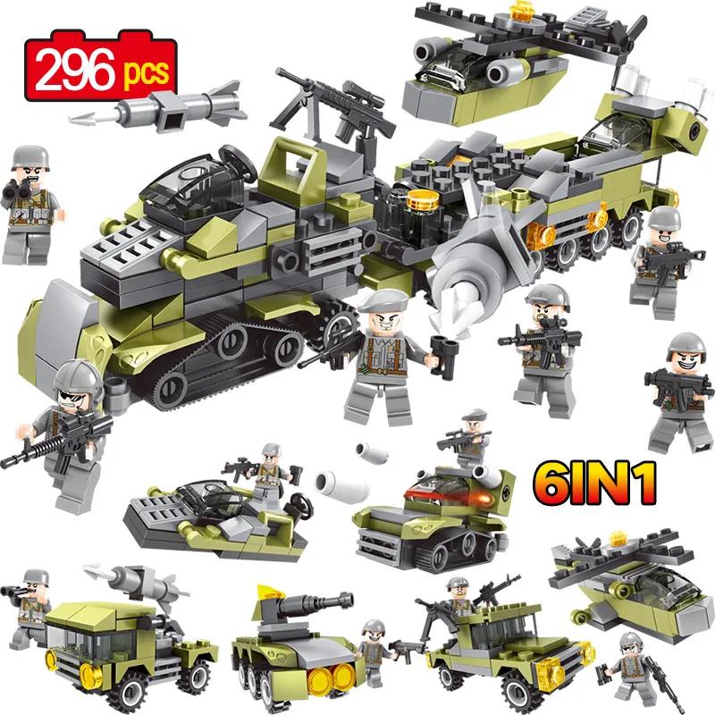 

296pcs Military Swat soldier with Weapons Building Blocks compatible Legoingly enlighten Classic Toys For Children