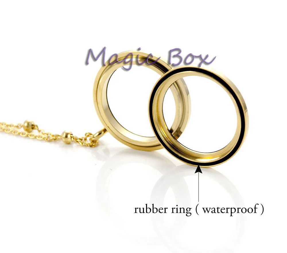 Стеклянная подвеска L316, нержавеющая сталь, розовое золото, водонепроницаемая резиновая подвеска, ожерелье, плавающий кристалл, модное ожерелье для женщин