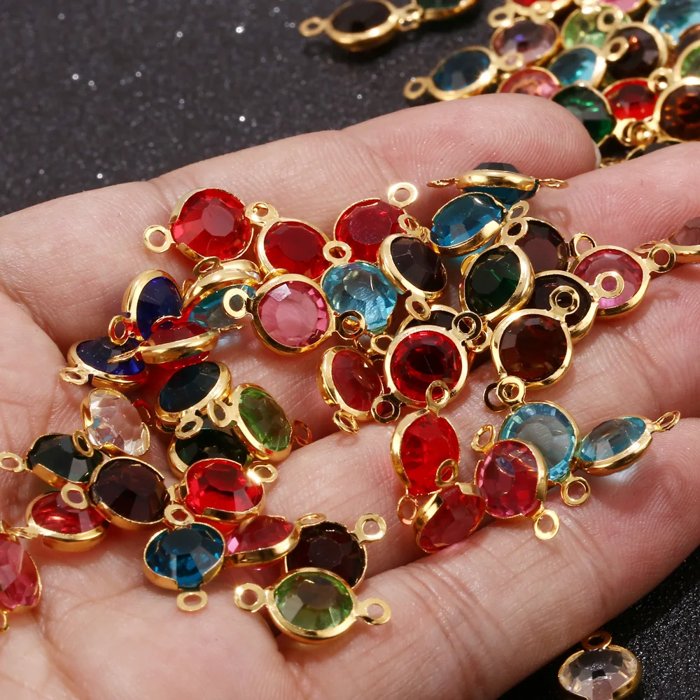 

80PCS 8.5mm Stainless Steel Earring Bracelet Necklace Birthstone Connectors in Bulk Beads Findings for DIY Jewelry Making