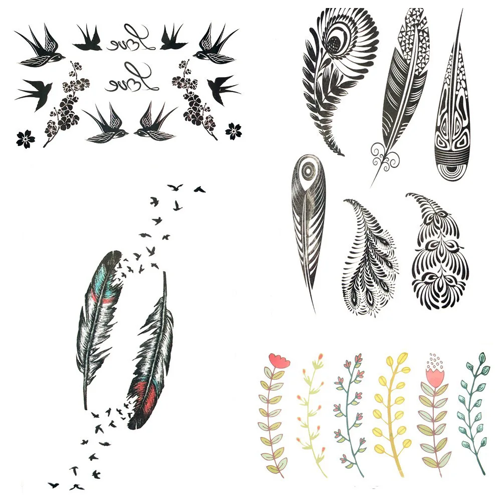 Little Plumage Henna Temporary Tattoo Indians Tribal Women Body Hands