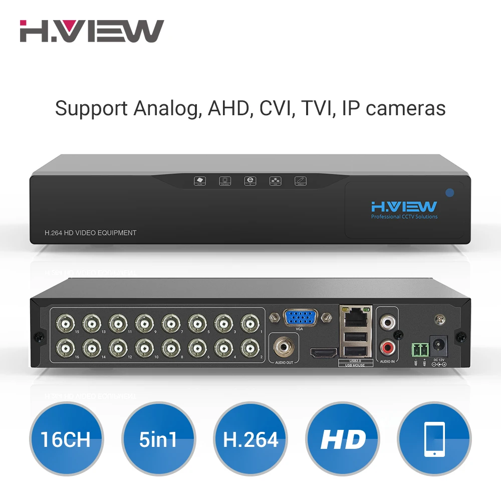 H. View 16ch видеонаблюдение NVR видео Регистраторы видеонаблюдения DVR для дома безопасности Поддержка 4 TB, SATA, HDD видео с разрешением 1080 P Выход H.264