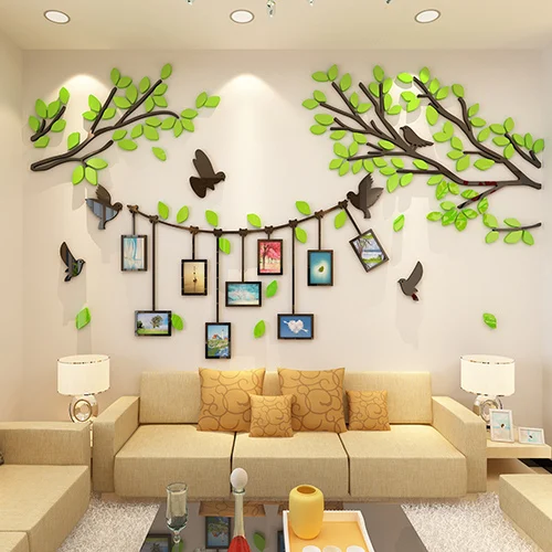 Дизайн дерево форма DIY фотообои для семьи диван украшение на стену в спальне стикер Качество 3D акриловая Наклейка на стену s - Цвет: Light Green