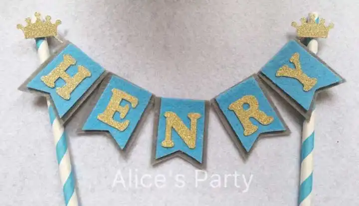 Новый знак с именем ребенка баннер для пирожных голубой именной на заказ горячий