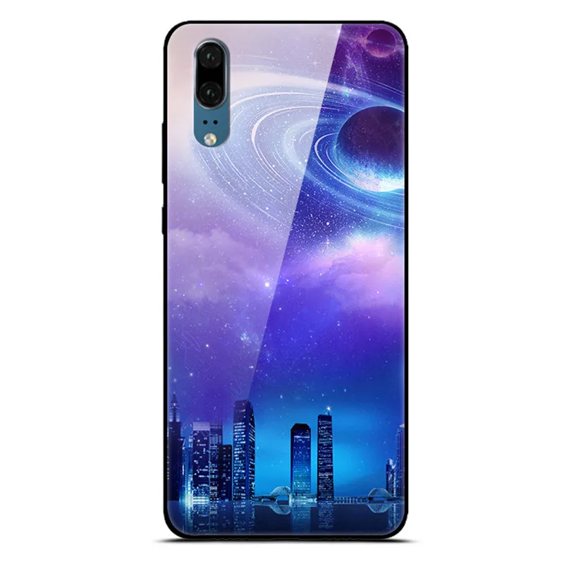 Чехол для Huawei P30 P20 Pro Lite чехол телефона из закаленного стекла черный силиконовый