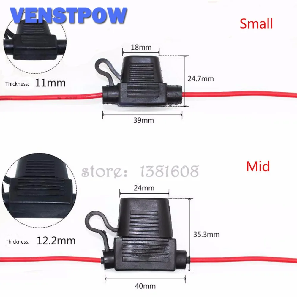 1PC Small Size Auto Fuseholder Waterproof In-Line Car Inline Blade Type Car Safety Fuse Holder with Cover,10A MINI Fuse Optional