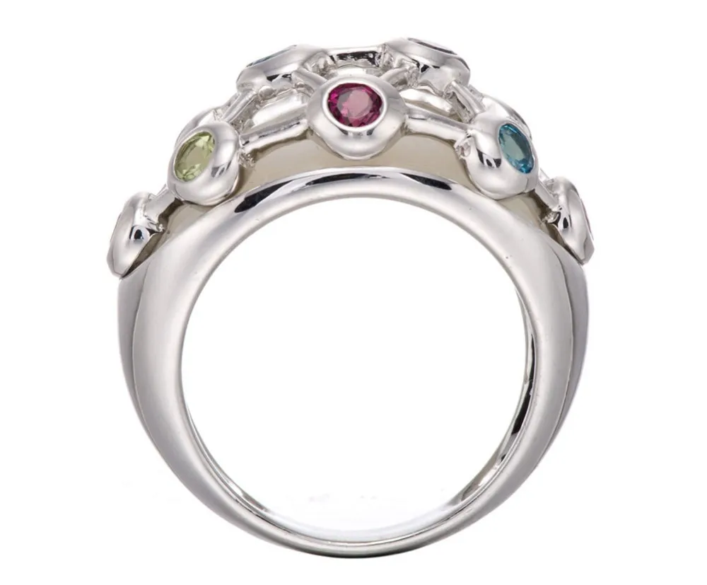 Hutang натуральный мульти-цветные драгоценные камни кольца родолит Перидот Серебро 925 пробы кольцо ювелирные изделия для женщин подарок высокое качество