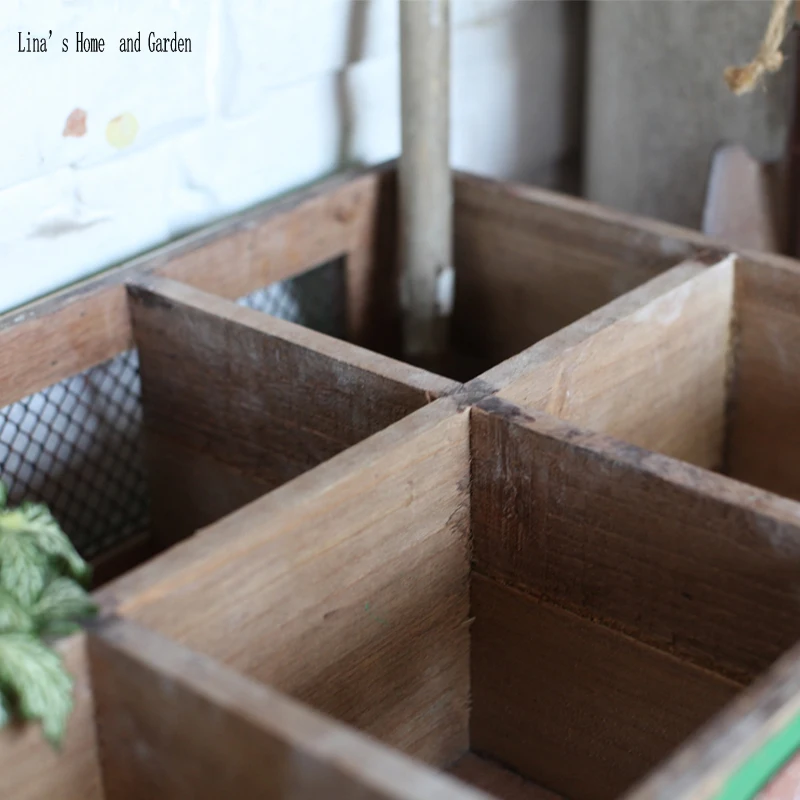 6 equal space hand painted rustic vintage look storage box crate (5)