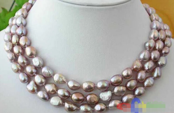

HOT## Wholesale >>>> 50" 9-10MM LAVENDER BAROQUE FRESHWATER CULTURED PEARL NECKLACE p1375