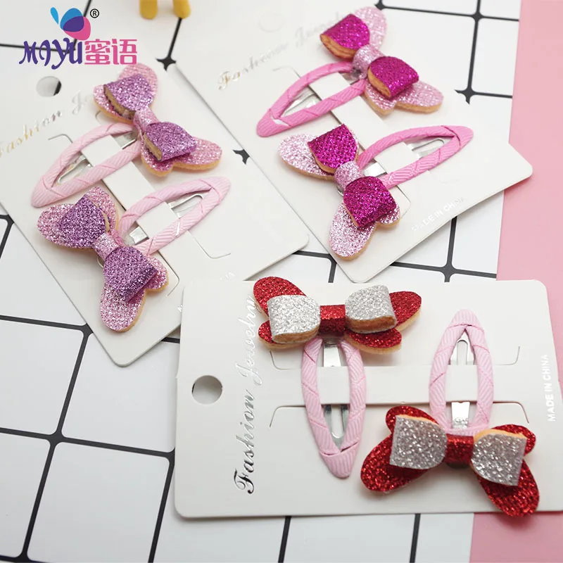 

2pcs/et candy bow children BB hairpin 5cm wrap cute girl hair accessories girls barrettes children lovely hairpins