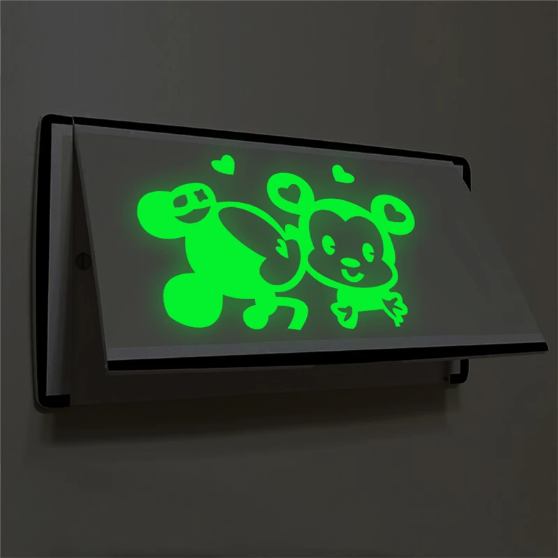 

cartoon mickey minnie luminous switch decals kids rooms home decor glow in the dark wall stickers fluorescent vinyl mural art