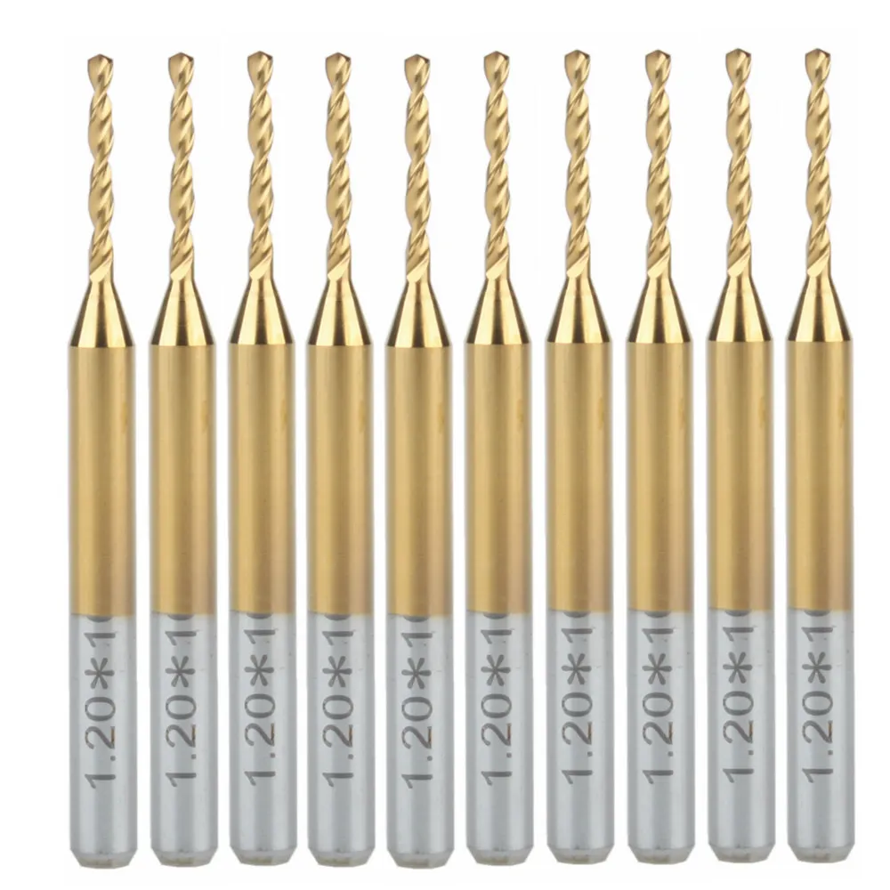 

10x Titanium Nitride Coated Carbide PCB CNC Drill Bits Router 1.2mm