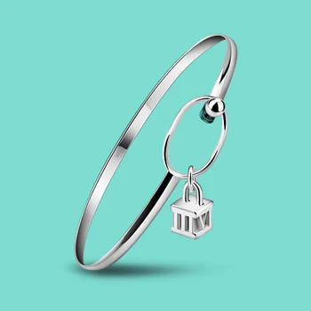 

female Solid silver bracelet fashion 925 sterling Argent Roman numerals pendant design women's Solid silver bracelet bijoux