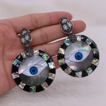 

3 pairs dangle earrings abalone eye shell earrings big drop earrings beads Gems stone jewelry 2240