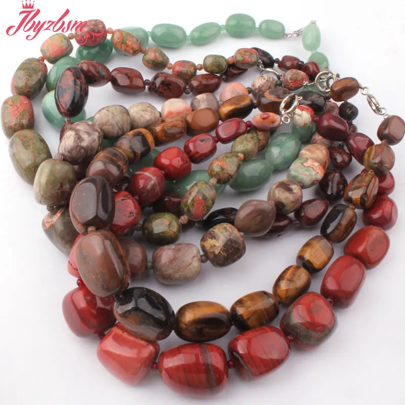 

13-20x15-25mm Freeform Natural Tiger's Eye,Sandstone,Fluorite,Howlite Gem Stone Beads Fashion Style Necklace 16" Free Shipping