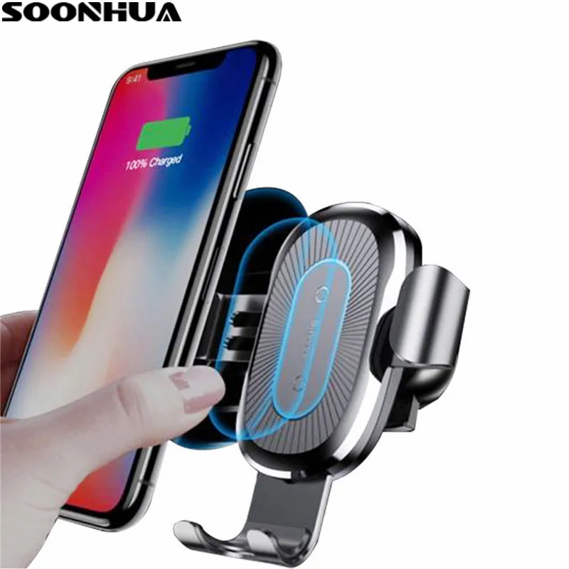 

SOONHUA Qi Car Wireless Charger For iPhone Xs Max XR X Samsung Intelligent Fast Wirless Charging Car Phone Air Mount Holder