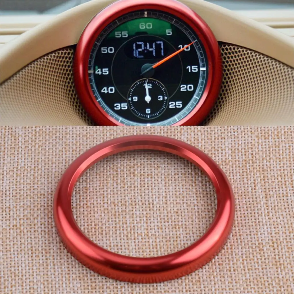 

CITALL Red Interior Car Dashboard Center Clock Compass Alloy Decor Ring Cover Trim Styling For Porsche Cayenne 2019 Accessories