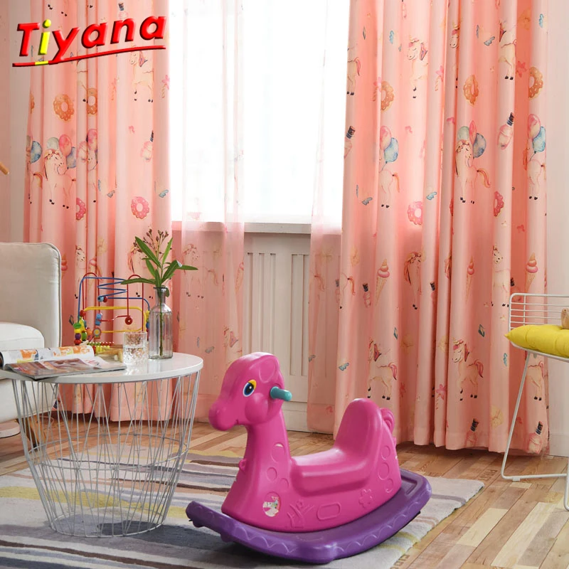 Buy Pink Eco friendly Fabric Cartoon Curtain Window