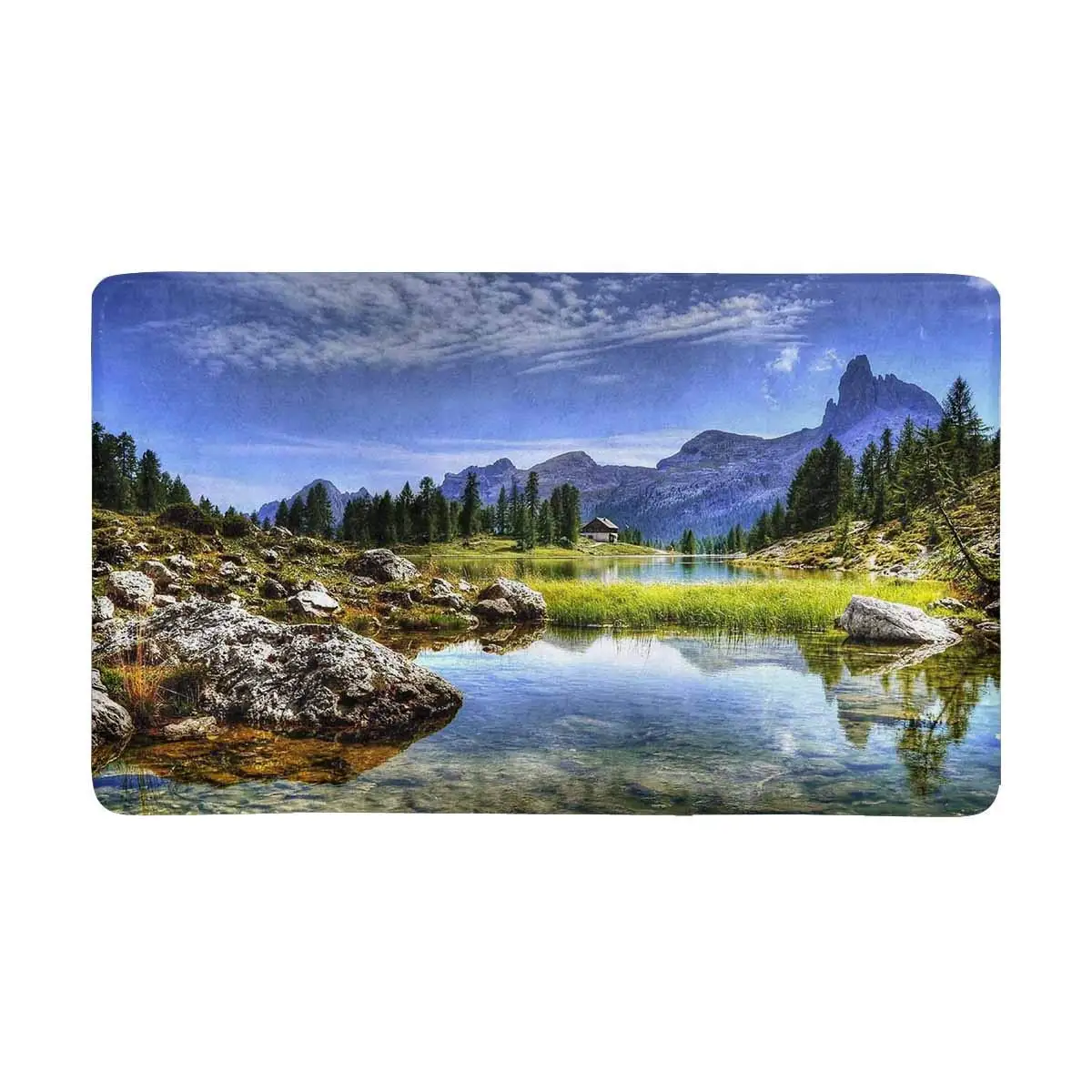 Lake Against A Backdrop of Mountains Anti slip Door Mat Home Decor