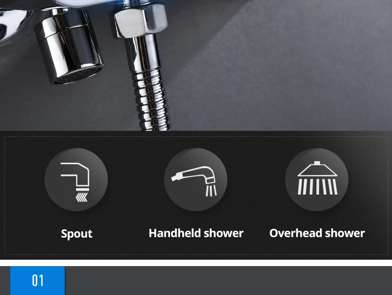hm Black Rainfall Thermostatic Shower Faucet Set Single Lever Brass Mixer Valve Rack Bath Shower Mixers Rack shower set (14)