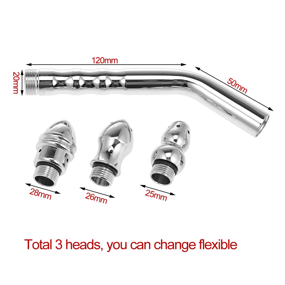 7 Holes Enema Douche Nozzle Anal Plug Cleaning Shower Stainless Steel Tip Wash Vagina Cleaner Enemator System 3 Style Heads