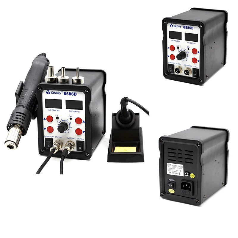 

Yarboly 8586D Rework Station Double Digital 2 In 1 SMD Rework Soldering Station Hot Air Mobile Phone Repair Tools Than 8586 858D