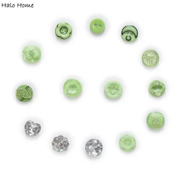 

30 Gram Green Rich Style Resin Buttons Sewing Scrapbooking Handwork DIY Making Clothing Craft Decor 12-15mm