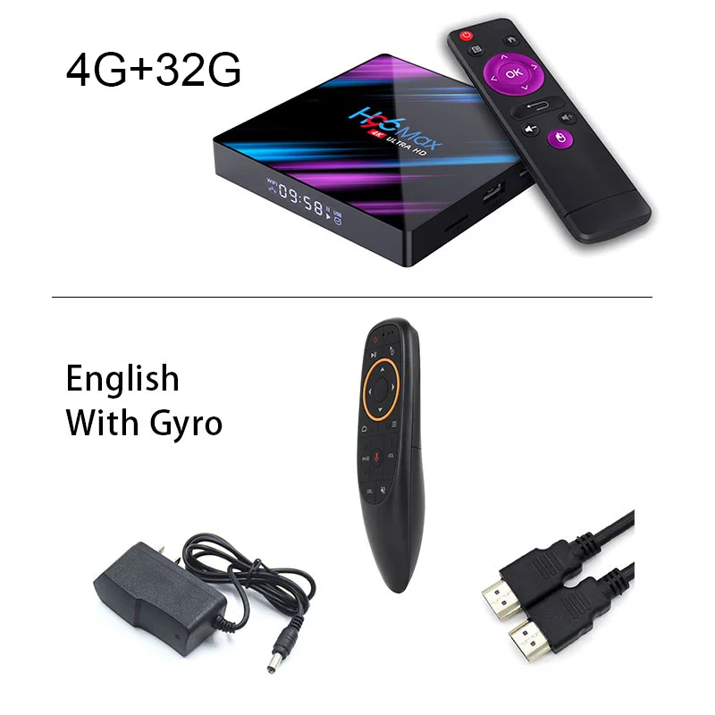 English 4G 32G Set top TV Box 4G DDR3 USB 3,0 Bluetooth 4,0 Android 9,0 9 оs 4K 4096x2160 H96 Смарт пятиядерный ГП Mali-450 RK3318 GPU 2,4 г/5G - Цвет: English 4G 32G