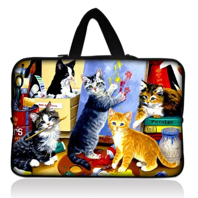 12" Colorful Cats Laptop Soft Carry Sleeve Bag Case Pouch For Samsung