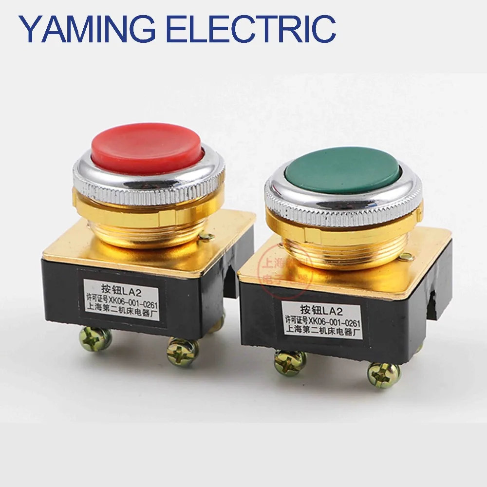 

P119 Momentary Self reset Push Button Switch 5A 250VAC electrical switch 4 screws 30mm 1 NO 1 NC Green/Red LA2