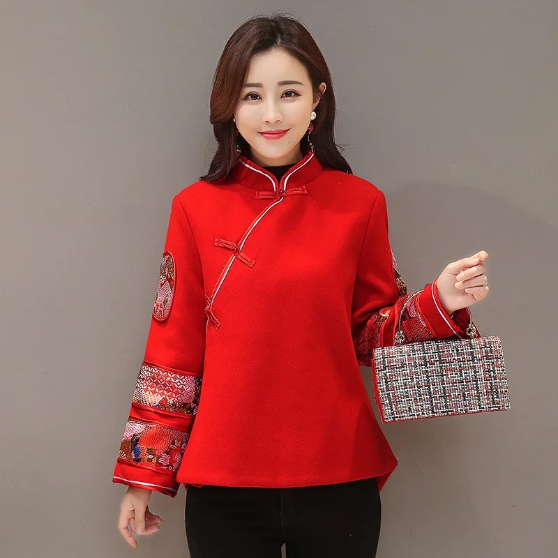 Chinese Cheongsam Tops For Women Coats Winter Autumn New Year Costume Chinese Fashion Clothes Shanghai Tang Clothing TA1602