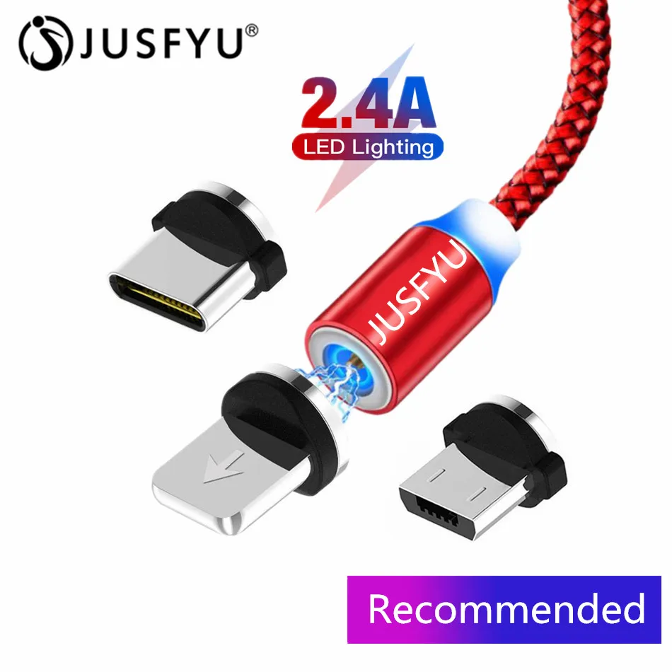 

JUSFYU 1M Fast Magnetic Cable Microusb Type C Charger Charging For iPhone XS X XR 8 7 Samsung S8 Magnet Android Phone Cable Cord